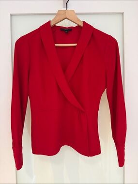 J.Crew Red Wrap-Style Blouse